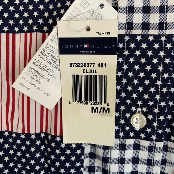 Tommy Hilfiger Mens Medium Button Down Shirt Mock Patchwork Patriotic 2001 - Picture 8 of 8
